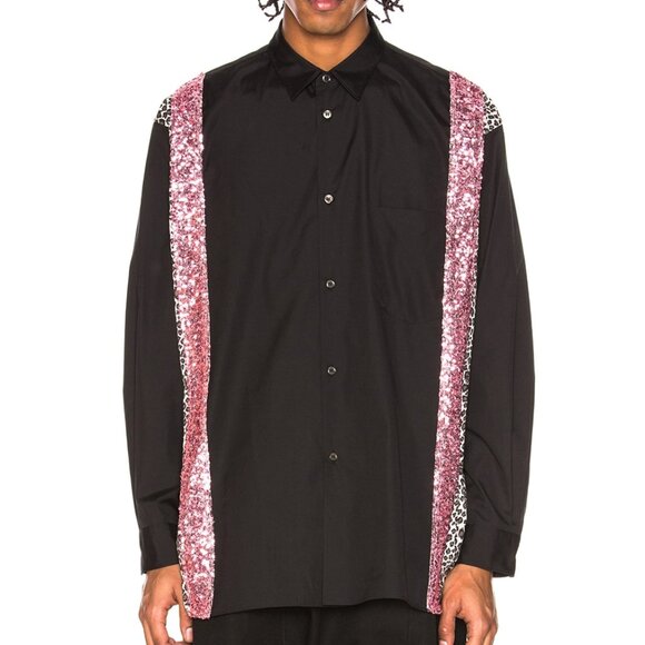 Comme des Garcons Homme Plus SS/18 Black Leopard & Sequin-Trim Shirt - Picture 1 of 14